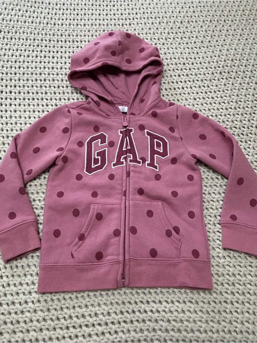 GAP Girls Dusty Rose Polka Dot Zip-Up Hoodie Size 5 years